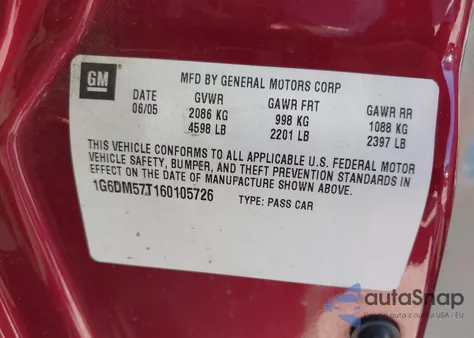 2006 Cadillac Cts Standard z USA, uszkodzony, nr VIN 1G6DM57T160105726